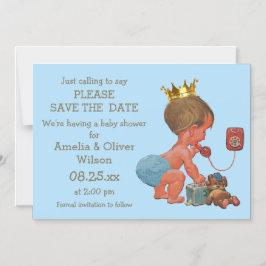 Sparen de Datum Kleine Prins op Grijze Blauw van d Magnetische Uitnodiging