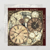 sparen de datum - klokken - uitnodiging sjabloon (Voorkant / Achterkant)