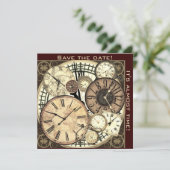 sparen de datum - klokken - uitnodiging sjabloon (Staand voorkant)