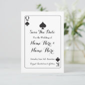 Sparen de Datum Koning Koningin Ace Spades Weddens Save The Date (Staand voorkant)