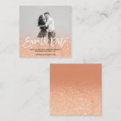 Sparen de Datum Koper tan faux glitter foto Vierkante Visitekaartje (Voorkant / Achterkant)