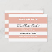 Sparen de Datum Koraal & Witte Legant Strijpe Wedd Save The Date (Voorkant / Achterkant)