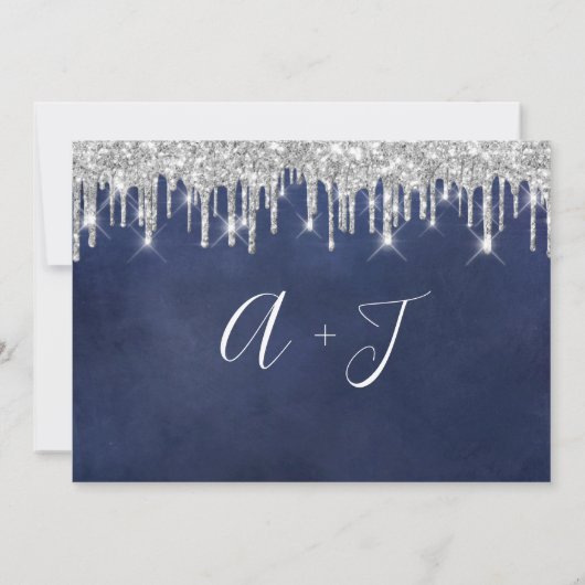 Sparen de Datum Kraft Silver Grey Drip Blue Navy Save The Date (Achterkant)