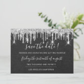 Sparen de Datum Kraft Silver Grey Drip Grahite Save The Date (Staand voorkant)