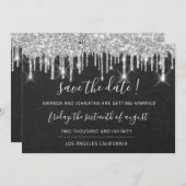 Sparen de Datum Kraft Silver Grey Drip Grahite Save The Date (Voorkant / Achterkant)