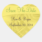 "Sparen de Datum"Krommen over Geel Gepersonaliseer Hart Sticker (Voorkant)