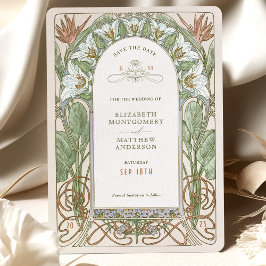 Sparen de Datum  Kunst Nieuwe door Mucha Invitat Kaart