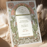 Sparen de Datum  Kunst Nieuwe door Mucha Kaart<br><div class="desc">Art Nouveau Sparen de Datum trouwkaarten door Alphonse Mucha in rode puppies waterverf, romantisch, en grillig ontwerp. Victoriaans bloei vult klassieke art decofonts aan. Voer je aangepaste gegevens in en je bent klaar. Als u het ontwerp wilt wijzigen, klikt u op de blauwe knop "Aanpassen". Hartelijk dank voor uw aandacht...</div>