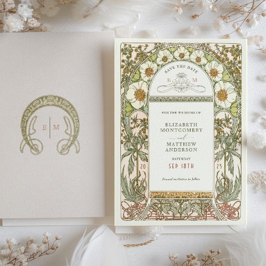 Sparen de Datum  Kunst Nieuwe door Mucha Kaart