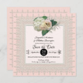 Sparen de Datum  Lace Doily  Floral Art Save The Date (Voorkant / Achterkant)