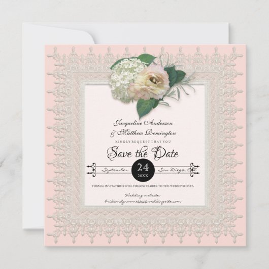Sparen de Datum  Lace Doily  Floral Art Save The Date (Voorkant)
