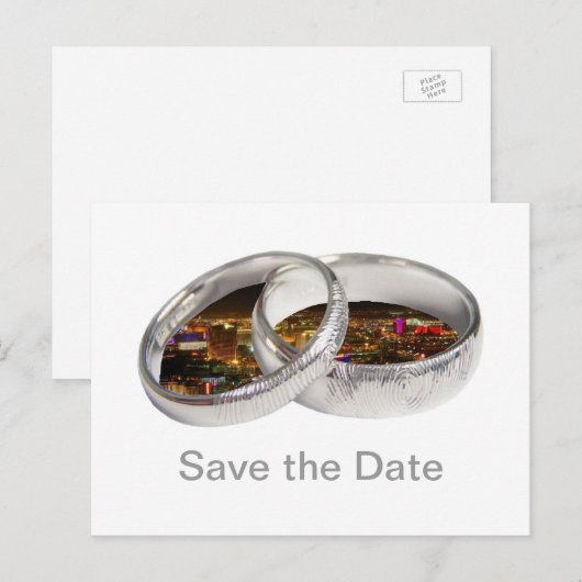 Sparen de Datum Las Vegas "Bands Bride & Groom" Po Aankondigingskaart (Voorkant / Achterkant)