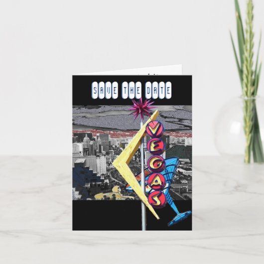 Sparen de Datum Las Vegas moderne bruiloft Kaart (Voorkant)