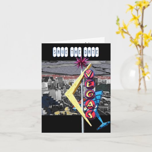 Sparen de Datum Las Vegas moderne bruiloft Kaart (Gele Bloem)