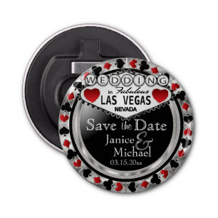 Sparen de Datum Las Vegas - Silver & Red Button Flesopener