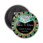 Sparen de Datum Las Vegas Stijl - Blauwgroen Button Flesopener (Voorkant)