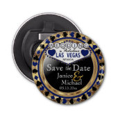 Sparen de Datum Las Vegas Stijl - Donkerblauw Button Flesopener (Voorkant)