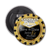 Sparen de Datum Las Vegas Stijl - Geel Button Flesopener (Voorkant)