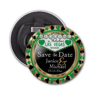 Sparen de Datum Las Vegas Stijl - Groen Button Flesopener