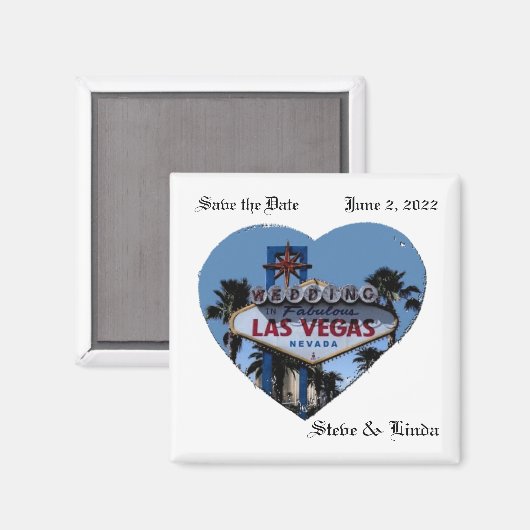 Sparen de Datum Las Vegas Wedding 2 Inch Magnet (Voorkant / Achterkant)