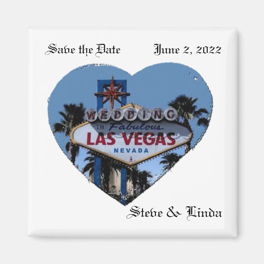 Sparen de Datum Las Vegas Wedding 2 Inch Magnet (Voorkant)
