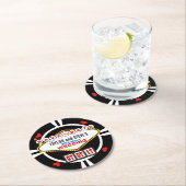 Sparen de Datum Las Vegas Wedding Poker Chip Ronde Kartonnen Onderzetter (Insitu)