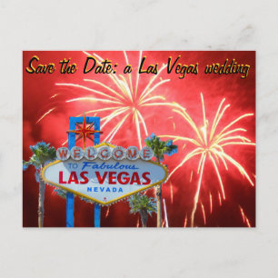 Sparen de Datum Las Vegas Wedding Vuurwerk Aankondigingskaart