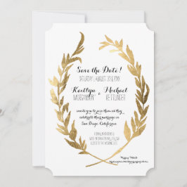 Sparen de Datum Laurel Wreath Olive Leaf Faux Gold Save The Date