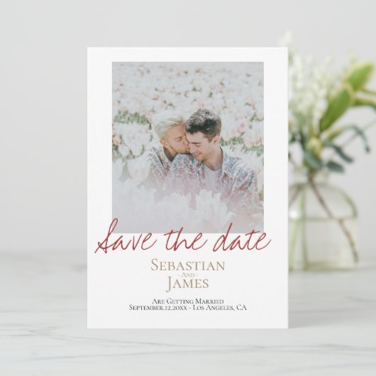 Sparen de Datum LGBTQ Rainbow Persoonlijke Foto Save The Date (Staand voorkant)