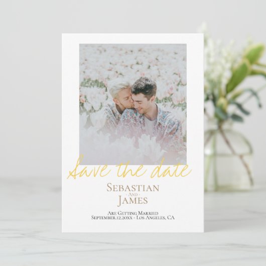 Sparen de Datum LGBTQ Rainbow Persoonlijke Foto Save The Date (Staand voorkant)