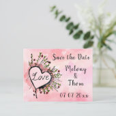 Sparen de Datum Liefde en het Hart Briefkaart (Staand voorkant)