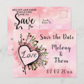 Sparen de Datum Liefde en het Hart Briefkaart (Voorkant / Achterkant)
