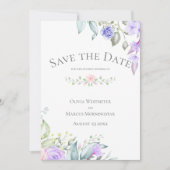 Sparen de Datum Lila en Roze Bloemen Kaart (Voorkant)