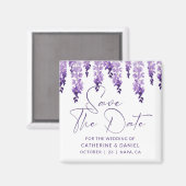Sparen de Datum Lila Wisteria van de Waterverf Wis Magneet (Voorkant / Achterkant)