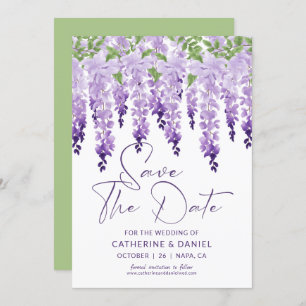 Sparen de Datum Lila Wisteria van de Waterverf Wis Save The Date