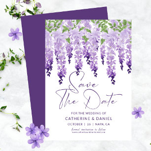 Sparen de Datum Lila Wisteria van de Waterverf Wis Save The Date