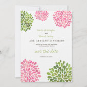 Sparen de Datum Linen Roze & Groene Bloemen Save The Date (Voorkant)