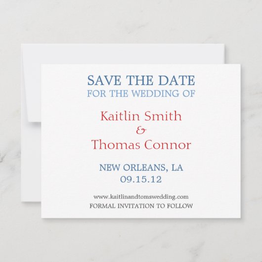 Sparen de Datum - - Louisiana Save The Date (Achterkant)