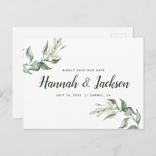 Sparen de Datum *Lovely Greenery* Briefkaart (Voorkant / Achterkant)