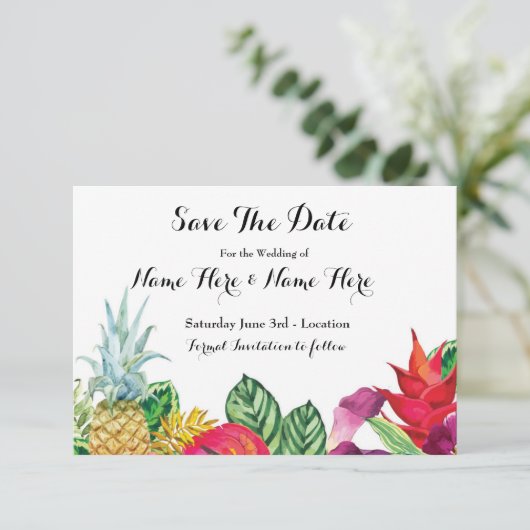 Sparen de Datum Luau Rustic Aloha Tropische Lichte Save The Date (Staand voorkant)
