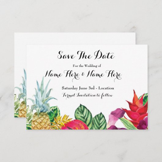 Sparen de Datum Luau Rustic Aloha Tropische Lichte Save The Date (Voorkant / Achterkant)