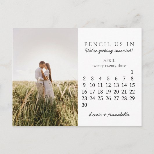 Sparen de Datum Maandelijkse Kalender April 2023 Briefkaart (Voorkant)