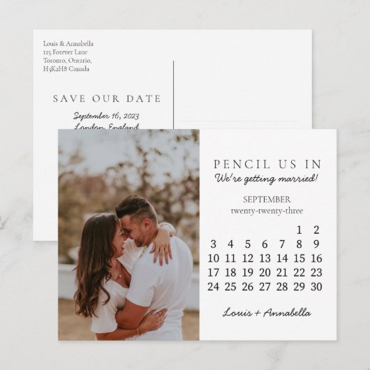 Sparen de Datum Maandelijkse Kalender September 20 Briefkaart (Voorkant / Achterkant)