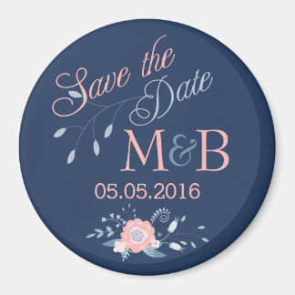 Sparen de Datum magnet Boho trouwmonogram blauw