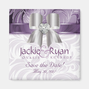 Sparen de Datum Magnet Floral Leaf Paarse Silver B