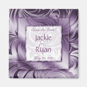 Sparen de Datum Magnet Floral Leaf Paarsste Silver