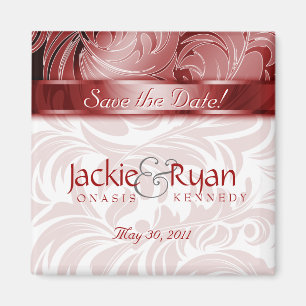 Sparen de Datum Magnet Floral Leaf Silver Red