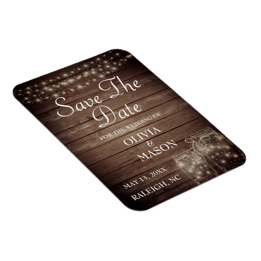 Sparen de Datum Magnet Rustic Mason Jar Lichten Magneet (Rechterzijde)