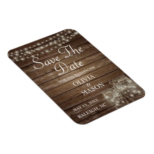 Sparen de Datum Magnet Rustic Mason Jar Lichten Magneet (Rechterzijde)