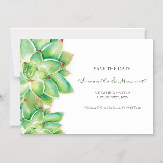 Sparen de Datum Magnet, Succulent Magnetische Uitnodiging (Voorkant)